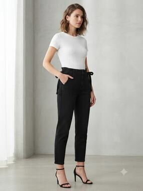 New something navy black Sydney side tie pants jeans sz 4 $135